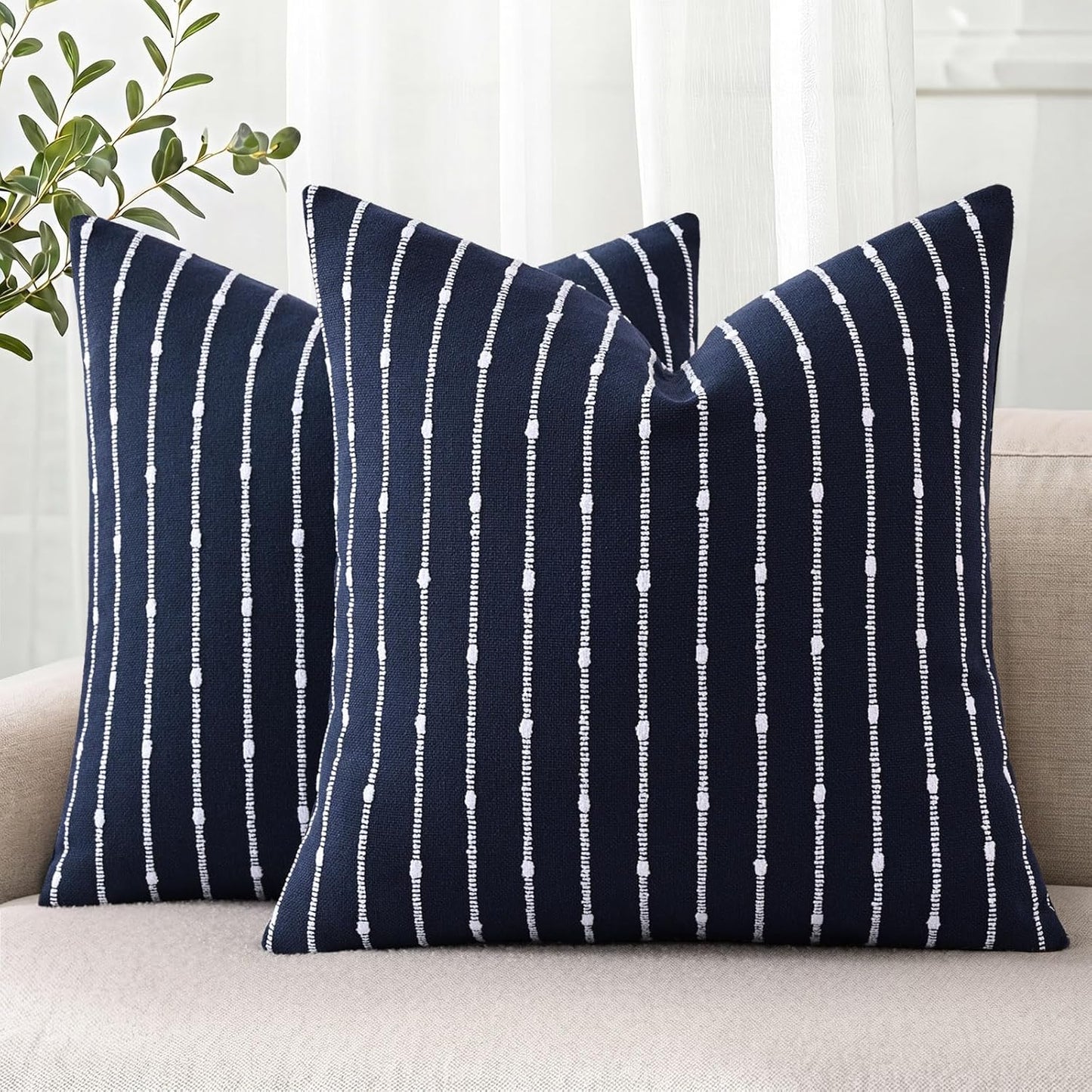 decorUhome Pack of 2 Decorative Jacquard Boucle Throw Pillow Covers