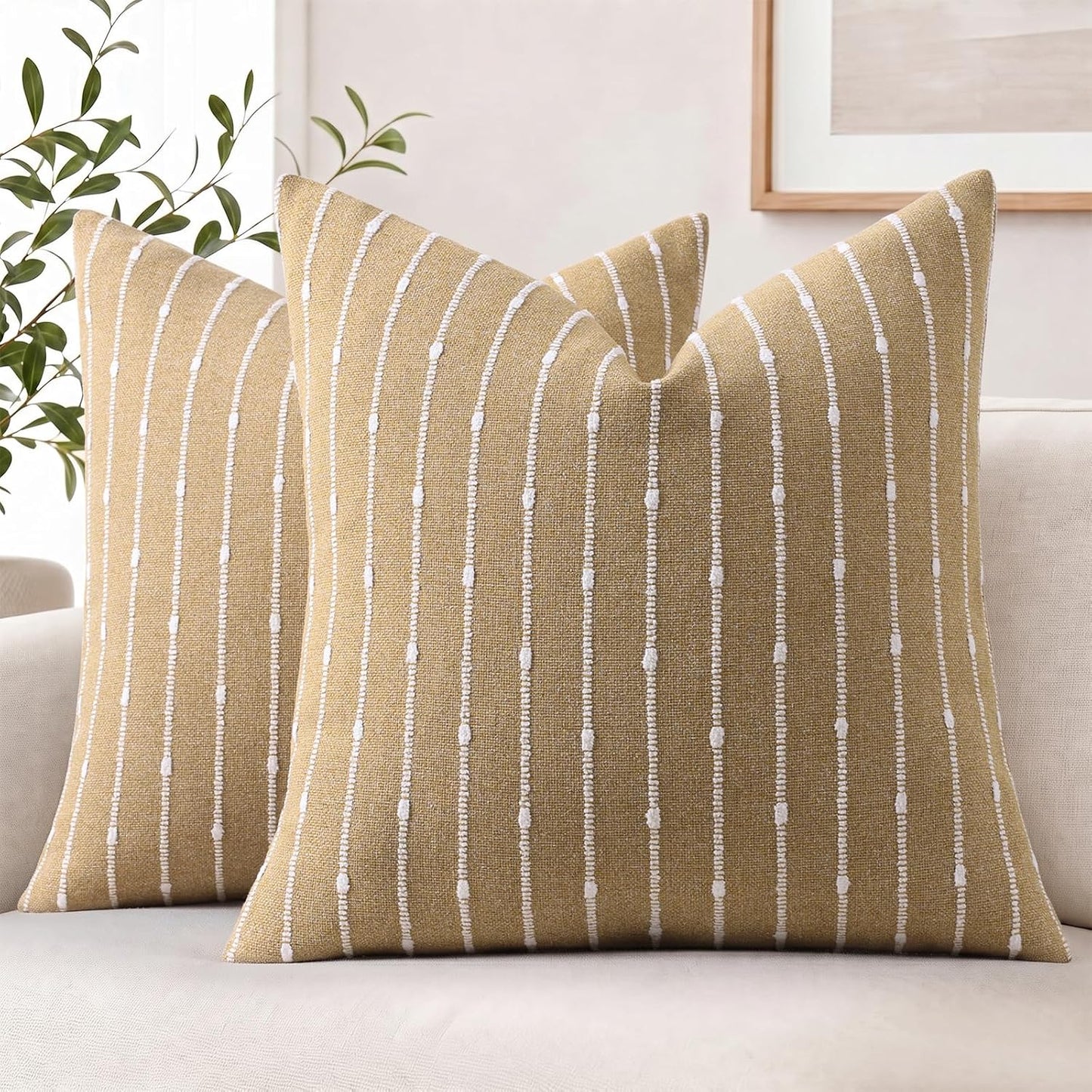 decorUhome Pack of 2 Decorative Jacquard Boucle Throw Pillow Covers