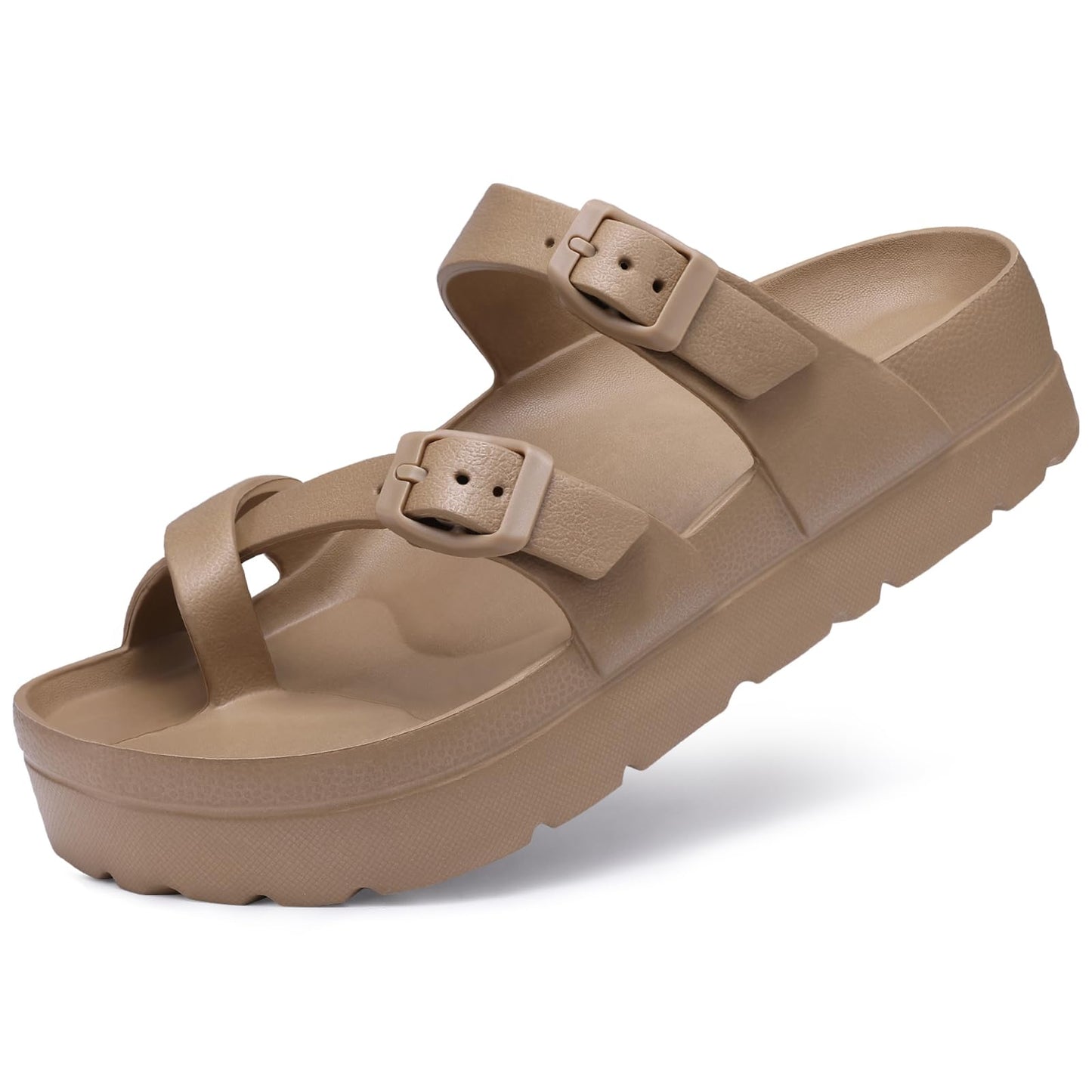 Goosecret Women's Platform Sandals with Arch Support Comfortable Foam Slides Summer Beach Sandals with Adjustable Buckle