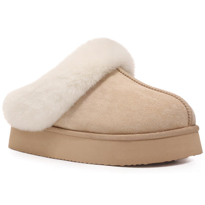 Comwarm Fuzzy Platform Slippers for Women Comfy Winter House Shoes with Memory Foam Indoor Outdoor