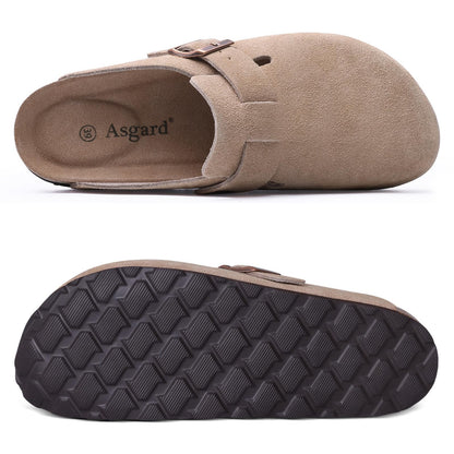 Crestar Cork Footbed Sandals for Womens, Suede Women's Clogs Shoes with Arch Support and Adjustable Buckle