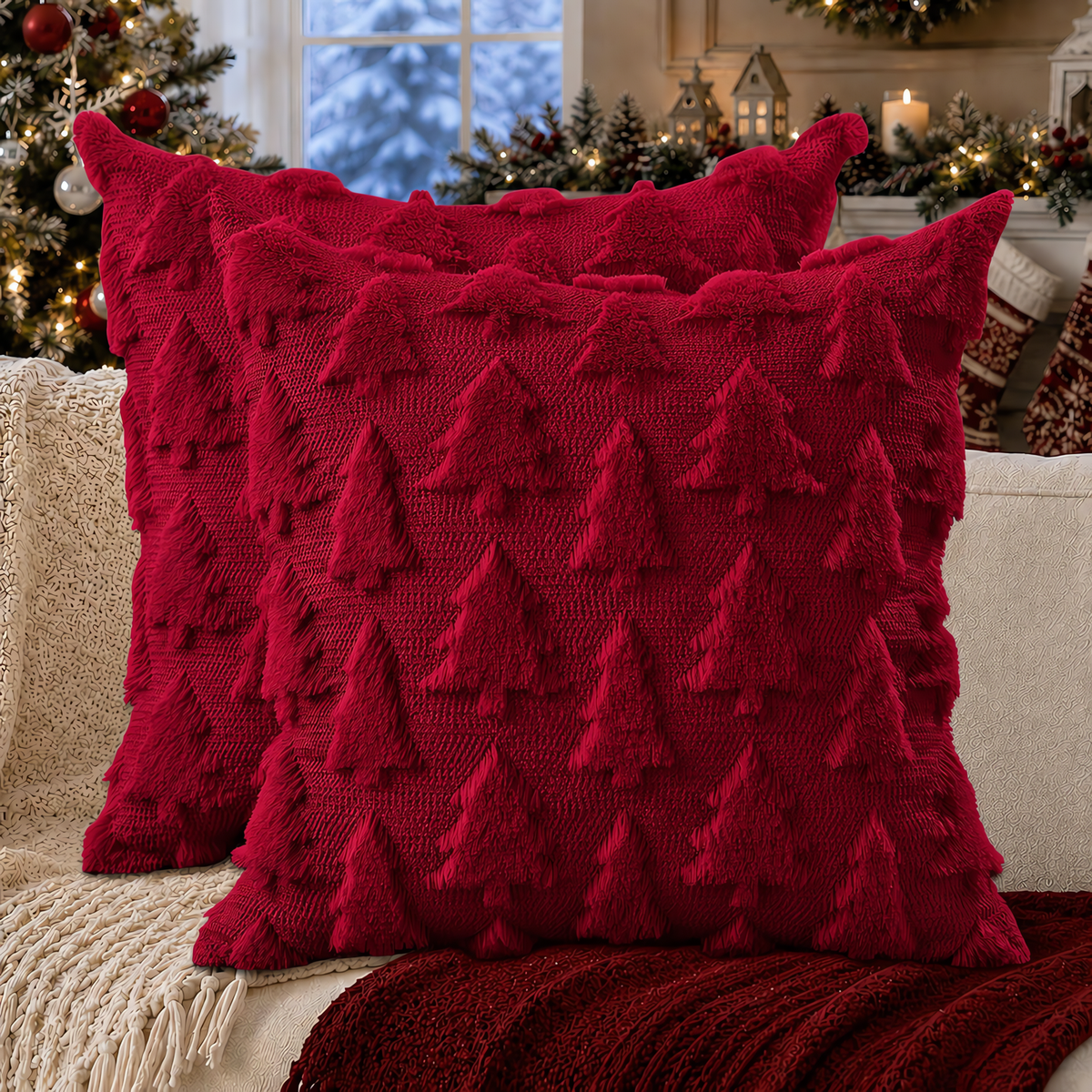 Smile Bee 18x18  Christmas Tree Throw Pillow Covers Set of 2