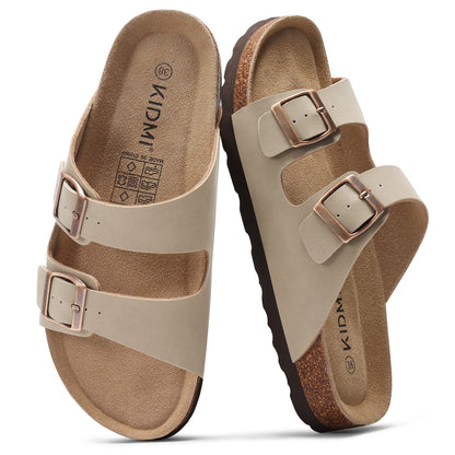 KIDMI Women's Cork Footbed Casual Summer Sandals with Mild Arch Support
