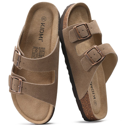 KIDMI Women's Cork Footbed Casual Summer Sandals with Mild Arch Support