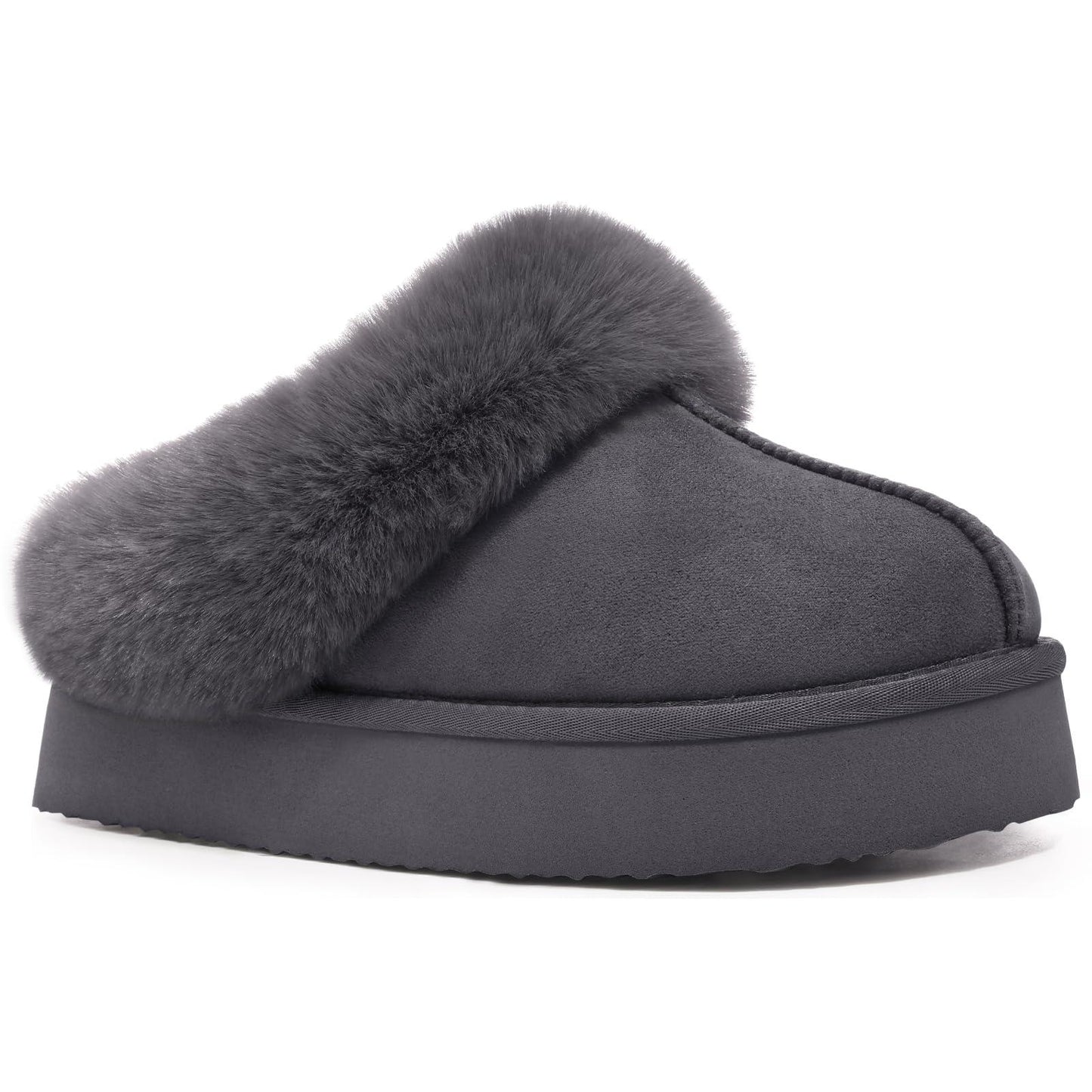 Comwarm Fuzzy Platform Slippers for Women Comfy Winter House Shoes with Memory Foam Indoor Outdoor