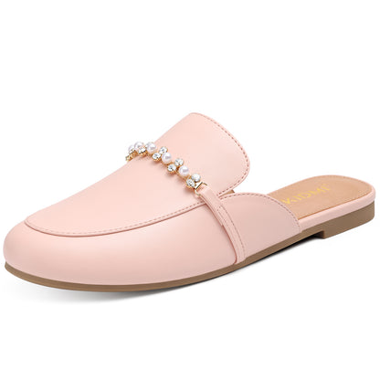 KIDMI Women's Buckle Mules Comfortable Dressy Flats Business Casual Loafers Slip On, Backless