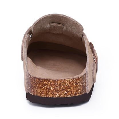 Crestar Cork Footbed Sandals for Womens, Suede Women's Clogs Shoes with Arch Support and Adjustable Buckle