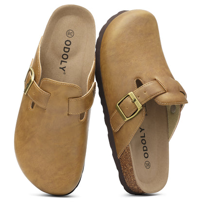 Comwarm Vegan Leather Clogs for Womens Mens, Cork Footbed Potato Slip on shoes for Women with Arch Support