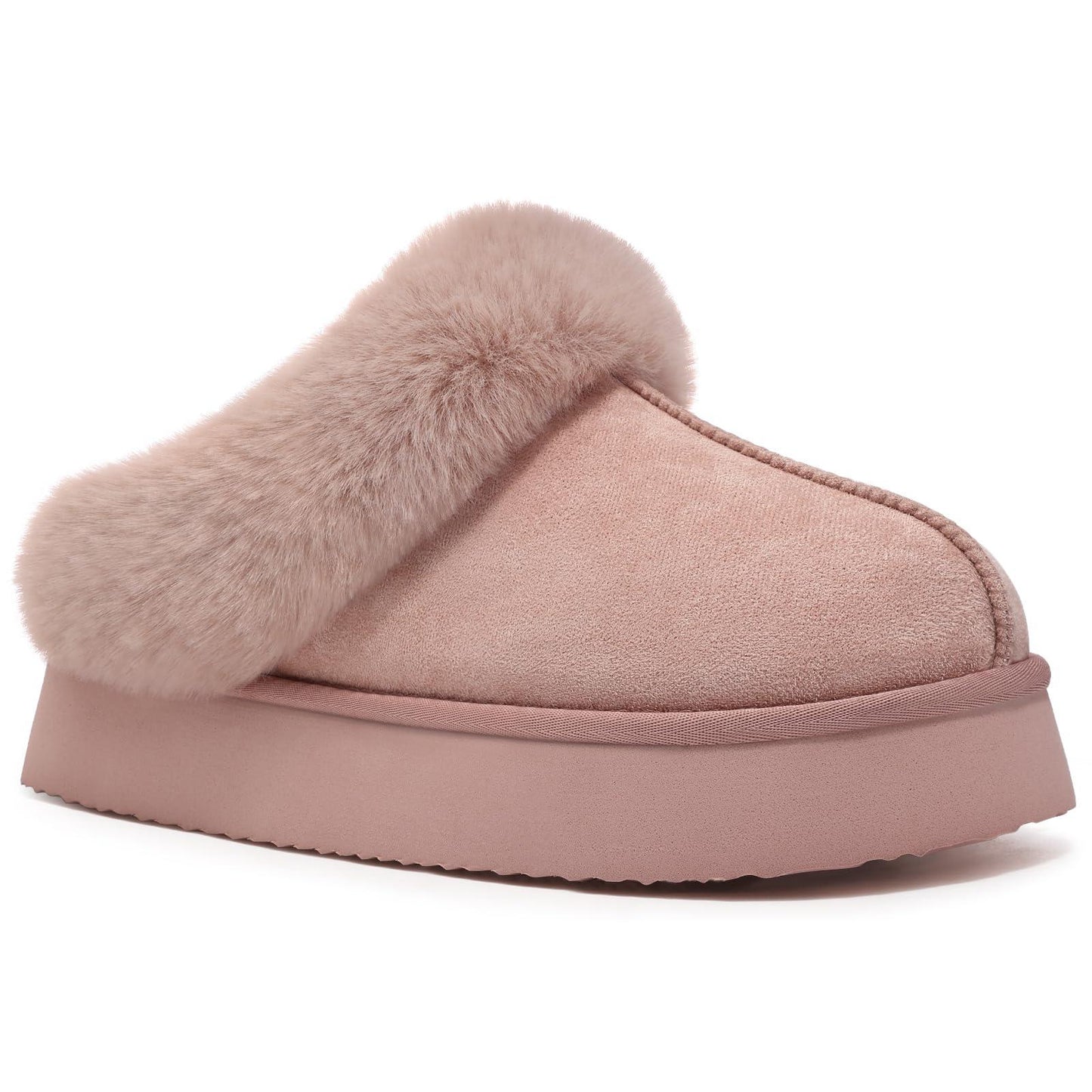 Comwarm Fuzzy Platform Slippers for Women Comfy Winter House Shoes with Memory Foam Indoor Outdoor