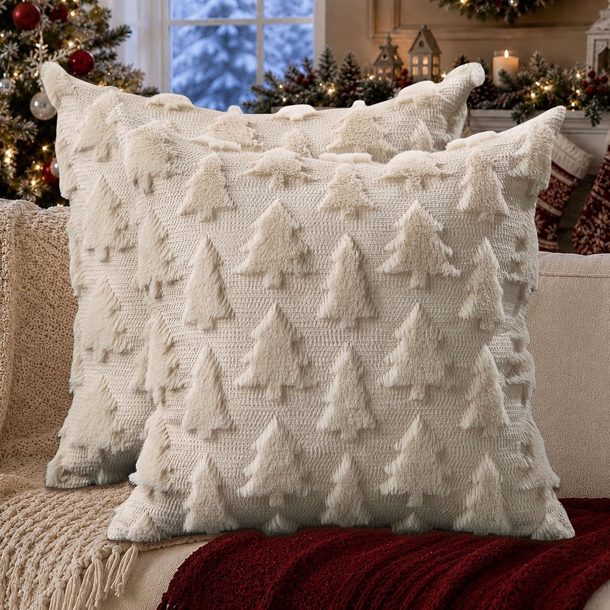 Smile Bee 18x18  Christmas Tree Throw Pillow Covers Set of 2