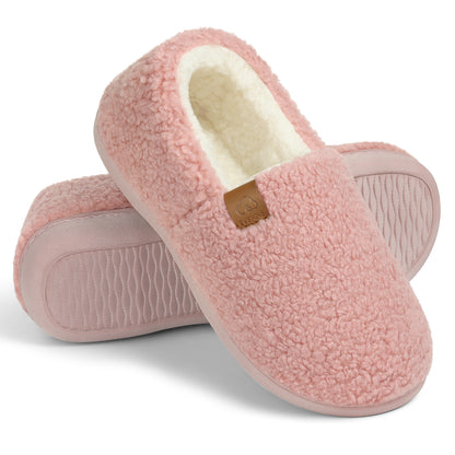 Litfun Women's Memory Foam Slippers for Women Soft Curly Comfy House Shoes Loafer Slippers with Fleece Lining
