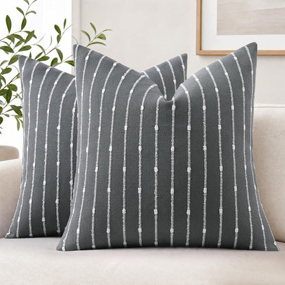 decorUhome Pack of 2 Decorative Jacquard Boucle Throw Pillow Covers