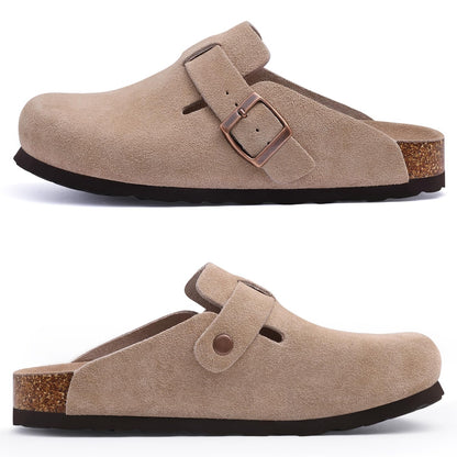Crestar Cork Footbed Sandals for Womens, Suede Women's Clogs Shoes with Arch Support and Adjustable Buckle