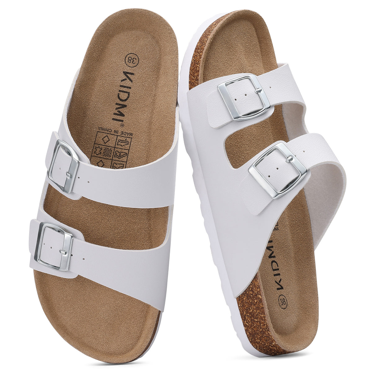 KIDMI Women's Cork Footbed Casual Summer Sandals with Mild Arch Support