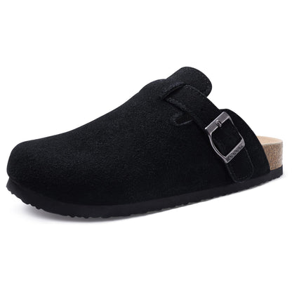 ODOLY Genuine Suede Clogs for Women Men Comfort Cork Footbed Potato Shoes