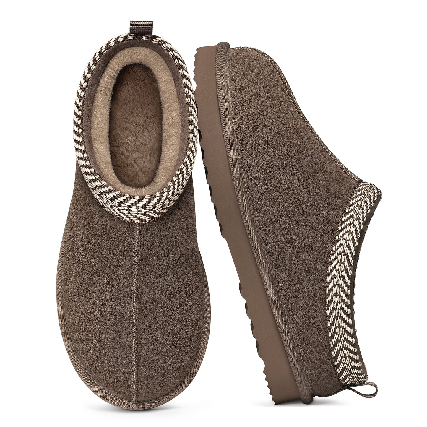 Litfun Genuine Suede Slippers for Women Cozy Winter House Shoes Fuzzy Memory Foam House Slippers