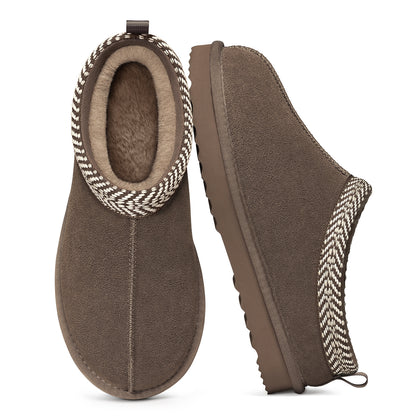 Litfun Genuine Suede Slippers for Women Cozy Winter House Shoes Fuzzy Memory Foam House Slippers