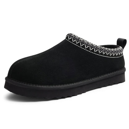 Comwarm Genuine Suede Fuzzy Slippers for Women Winter Warm House Shoes Cozy Mini Boots for Indoor Outdoor