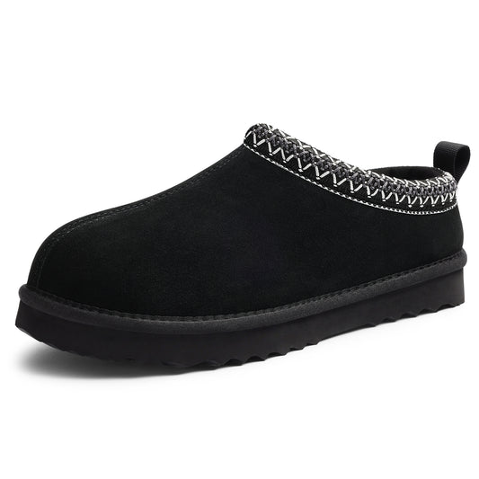 Comwarm Genuine Suede Fuzzy Slippers for Women Winter Warm House Shoes Cozy Mini Boots for Indoor Outdoor