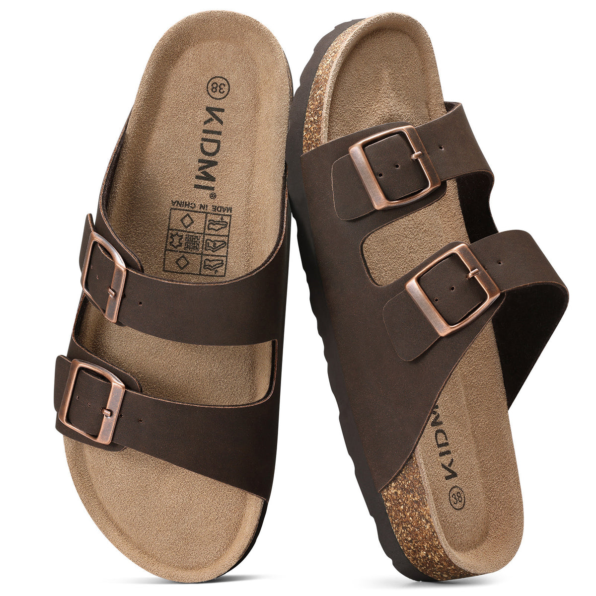 KIDMI Women's Cork Footbed Casual Summer Sandals with Mild Arch Support