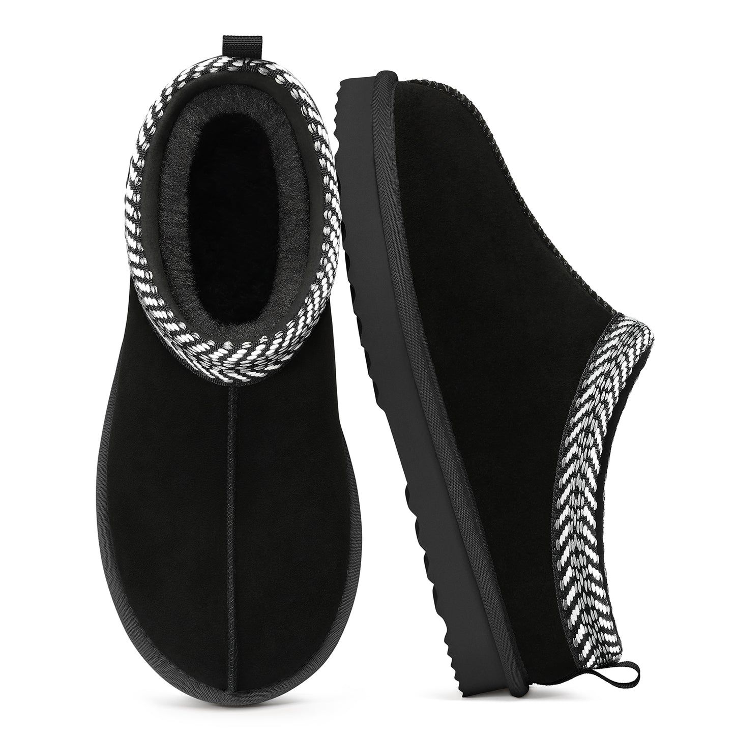 Litfun Genuine Suede Slippers for Women Cozy Winter House Shoes Fuzzy Memory Foam House Slippers