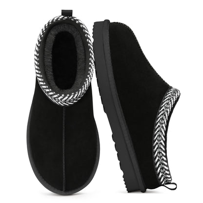 Litfun Genuine Suede Slippers for Women Cozy Winter House Shoes Fuzzy Memory Foam House Slippers