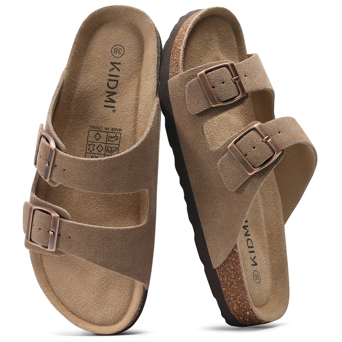 KIDMI Women's Cork Footbed Casual Summer Sandals with Mild Arch Support