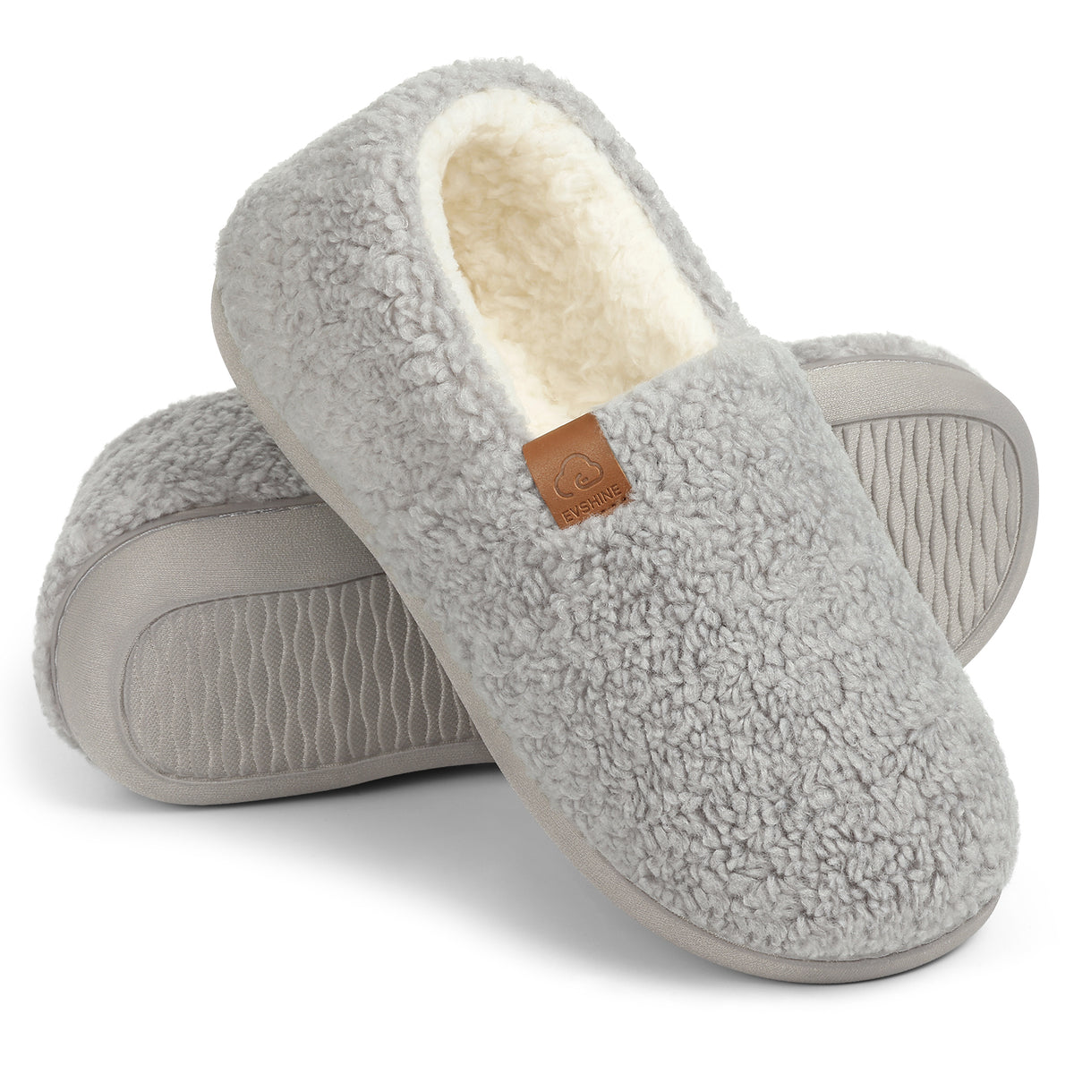Litfun Women's Memory Foam Slippers for Women Soft Curly Comfy House Shoes Loafer Slippers with Fleece Lining