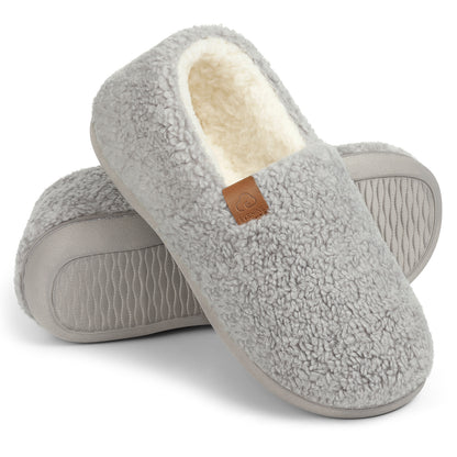 Litfun Women's Memory Foam Slippers for Women Soft Curly Comfy House Shoes Loafer Slippers with Fleece Lining