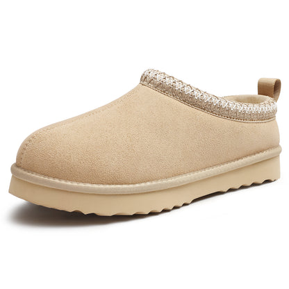 Comwarm Genuine Suede Fuzzy Slippers for Women Winter Warm House Shoes Cozy Mini Boots for Indoor Outdoor