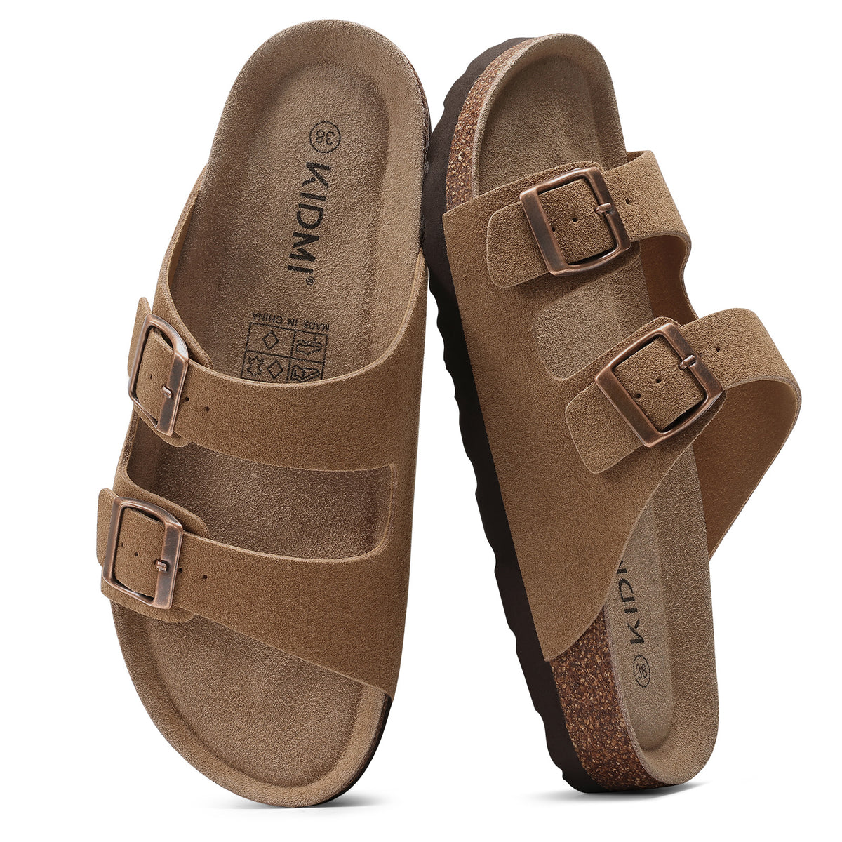 KIDMI Women's Cork Footbed Casual Summer Sandals with Mild Arch Support