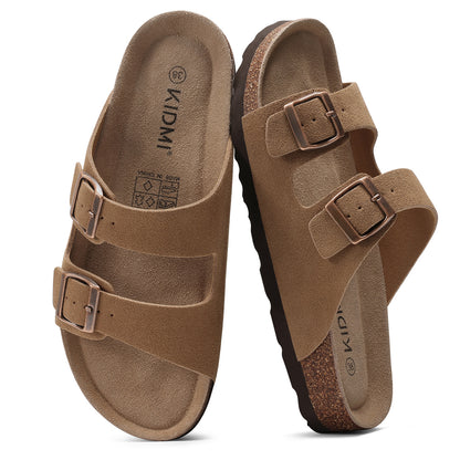 KIDMI Women's Cork Footbed Casual Summer Sandals with Mild Arch Support