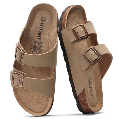 KIDMI Women's Cork Footbed Casual Summer Sandals with Mild Arch Support