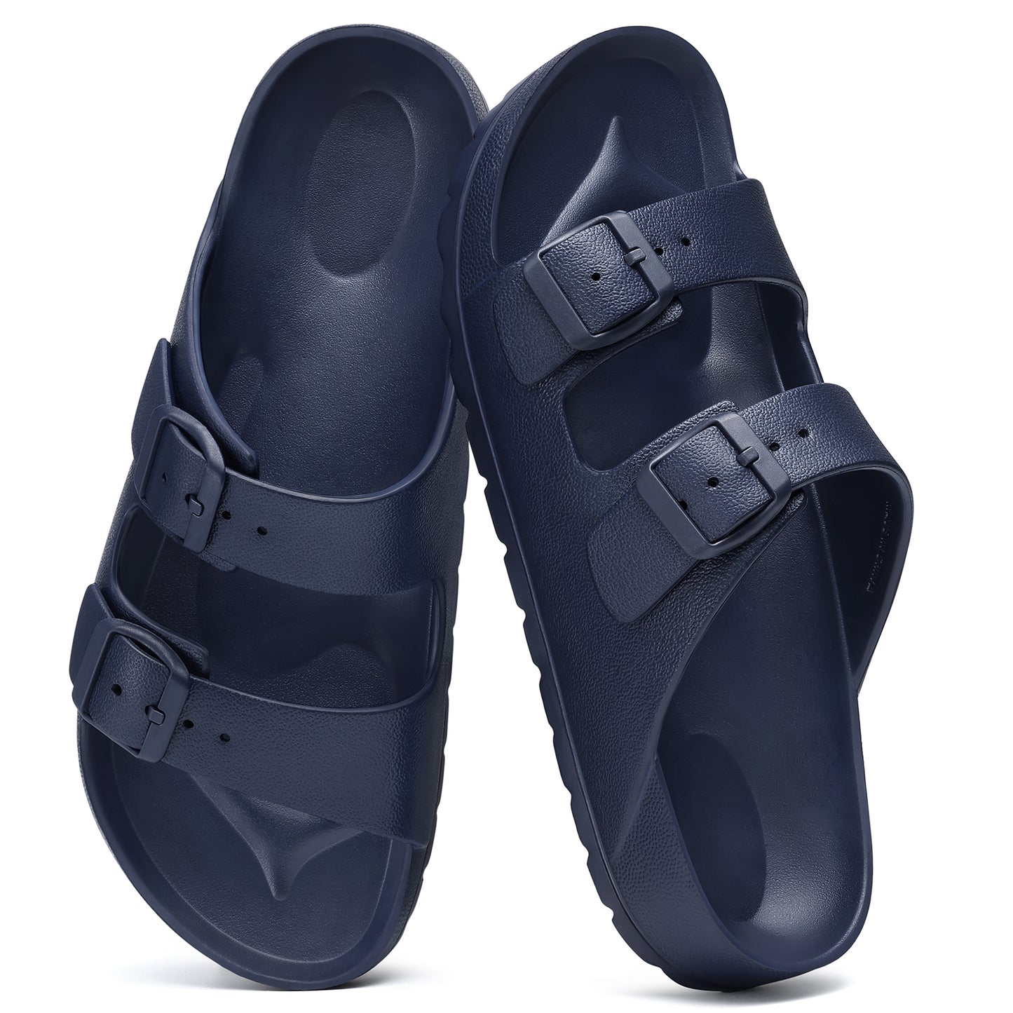 shevalues Women's Comfort Sandals with Medium Arch Support Double Buckle Adjustable EVA Slides for Summer Beach