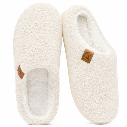 Litfun Memory Foam Fuzzy Slippers for Women Curly Fleece House Shoes Cozy Warm Indoor Slippers
