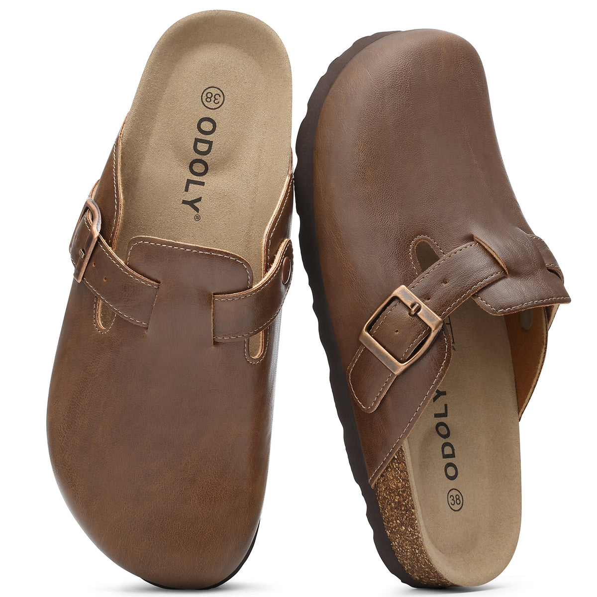Comwarm Vegan Leather Clogs for Womens Mens, Cork Footbed Potato Slip On Shoes for Women with Arch Support