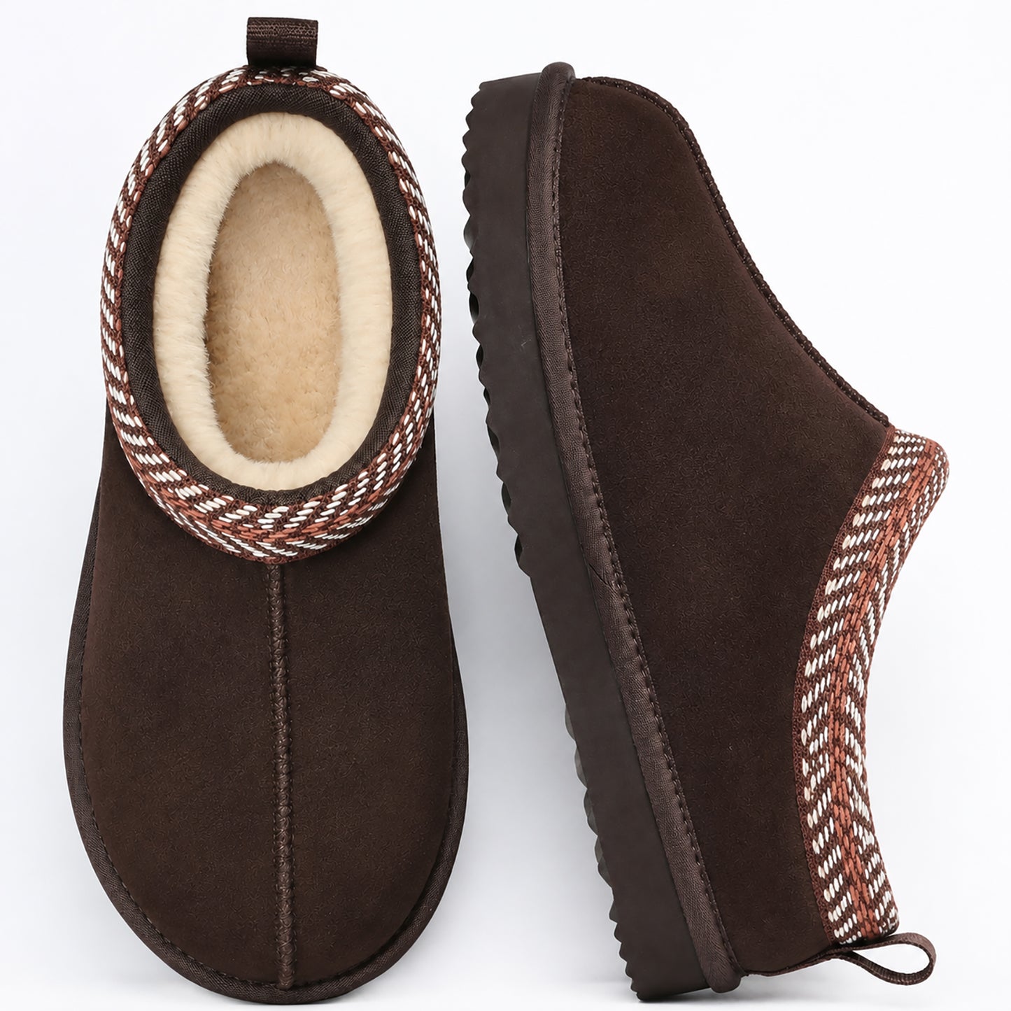 Litfun Genuine Suede Slippers for Women Cozy Winter House Shoes Fuzzy Memory Foam House Slippers