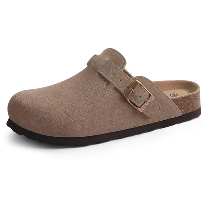ODOLY Genuine Suede Clogs for Women Men Comfort Cork Footbed Potato Shoes