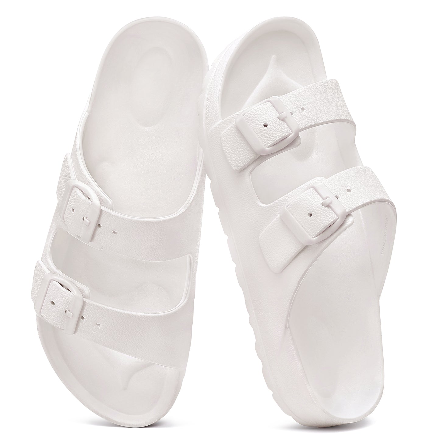 shevalues Women's Comfort Sandals with Medium Arch Support Double Buckle Adjustable EVA Slides for Summer Beach