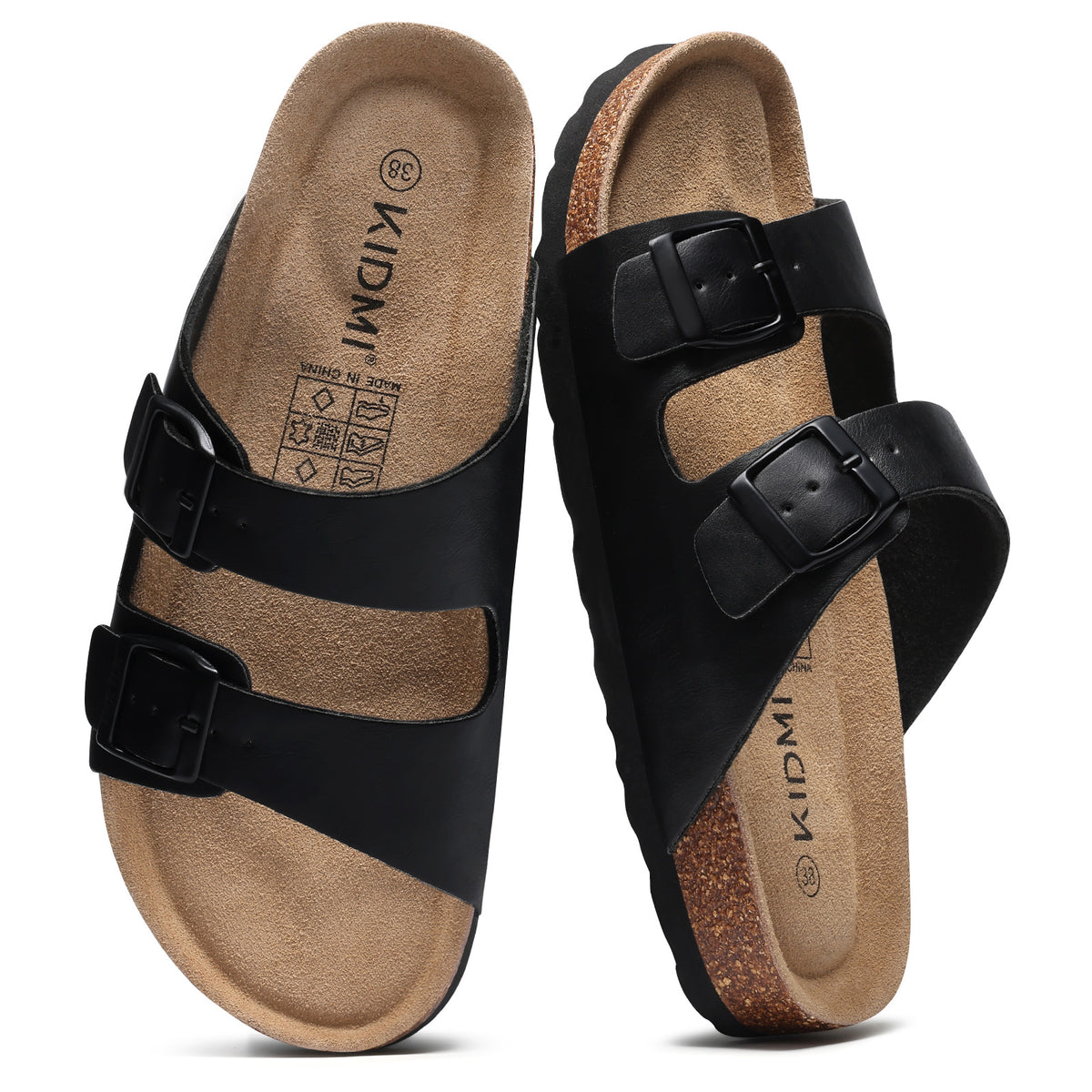KIDMI Women's Cork Footbed Casual Summer Sandals with Mild Arch Support