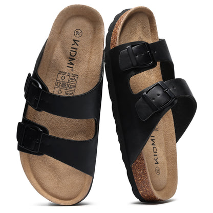 KIDMI Women's Cork Footbed Casual Summer Sandals with Mild Arch Support