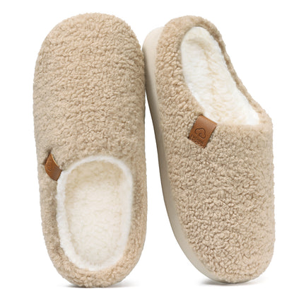 Litfun Memory Foam Fuzzy Slippers for Women Curly Fleece House Shoes Cozy Warm Indoor Slippers