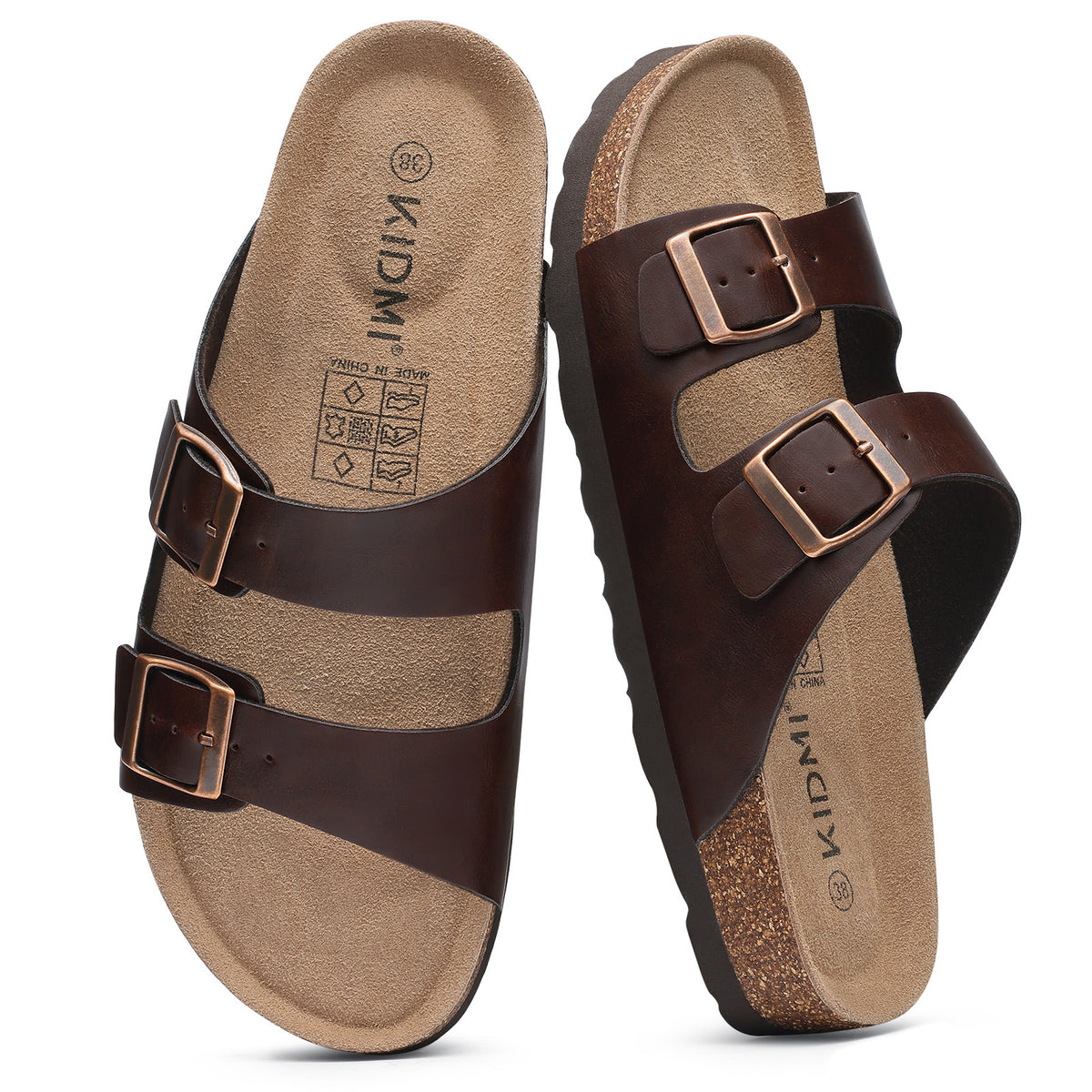 KIDMI Women's Cork Footbed Casual Summer Sandals with Mild Arch Support