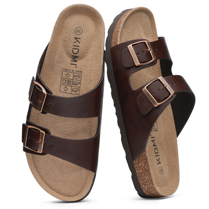 KIDMI Women's Cork Footbed Casual Summer Sandals with Mild Arch Support
