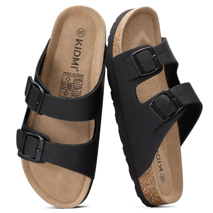 KIDMI Women's Cork Footbed Casual Summer Sandals with Mild Arch Support