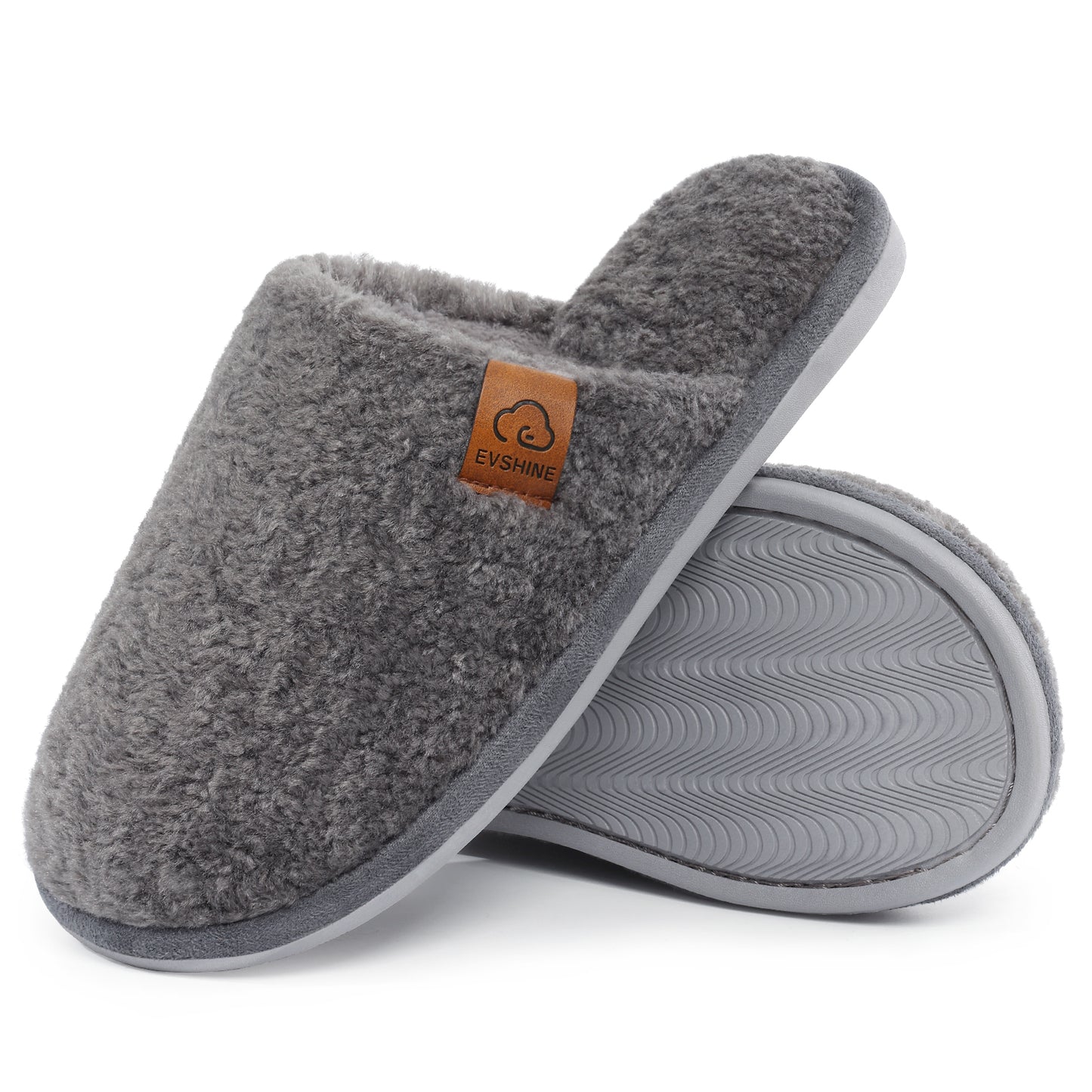 Comwarm Fuzzy Slippers for Women, Cozy Warm Winter Memory Foam Slip On House Shoes for Indoor and Outdoor, Light Brown