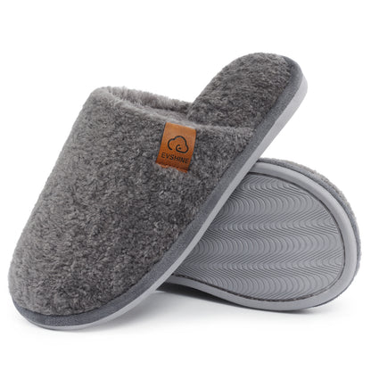 Comwarm Fuzzy Slippers for Women, Cozy Warm Winter Memory Foam Slip On House Shoes for Indoor and Outdoor, Light Brown