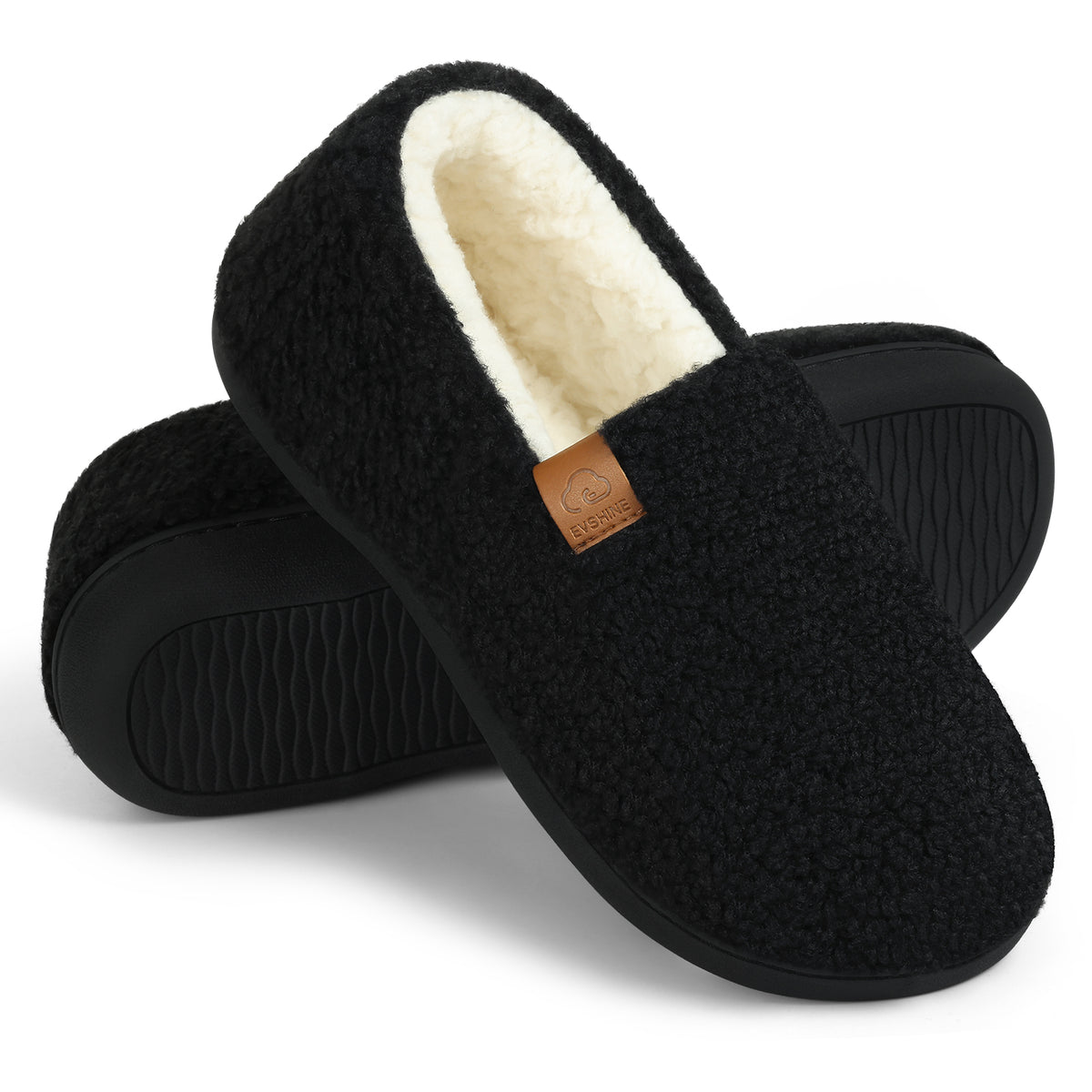 Litfun Women's Memory Foam Slippers for Women Soft Curly Comfy House Shoes Loafer Slippers with Fleece Lining