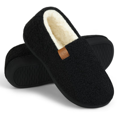 Litfun Women's Memory Foam Slippers for Women Soft Curly Comfy House Shoes Loafer Slippers with Fleece Lining