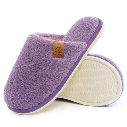 Comwarm Fuzzy Slippers for Women, Cozy Warm Winter Memory Foam Slip On House Shoes for Indoor and Outdoor, Light Brown